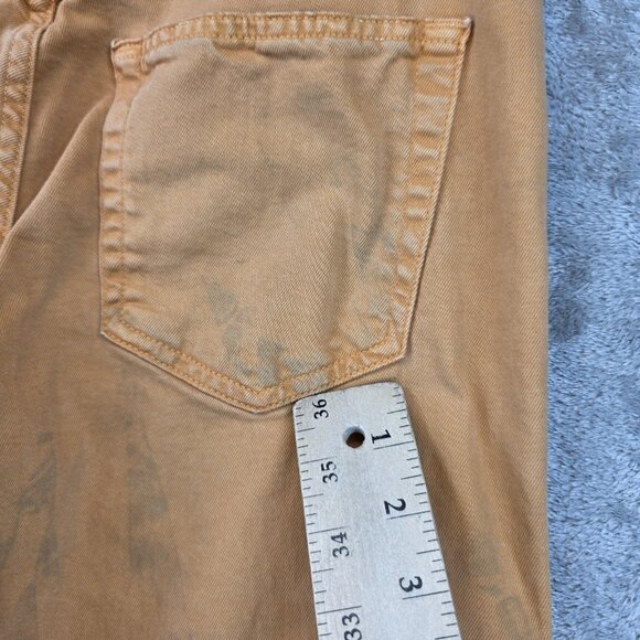 AMO Sylvia Straight Leg Pants Womens 28 Tan High Rise Button Fly Denim Flawed - Picture 16 of 16